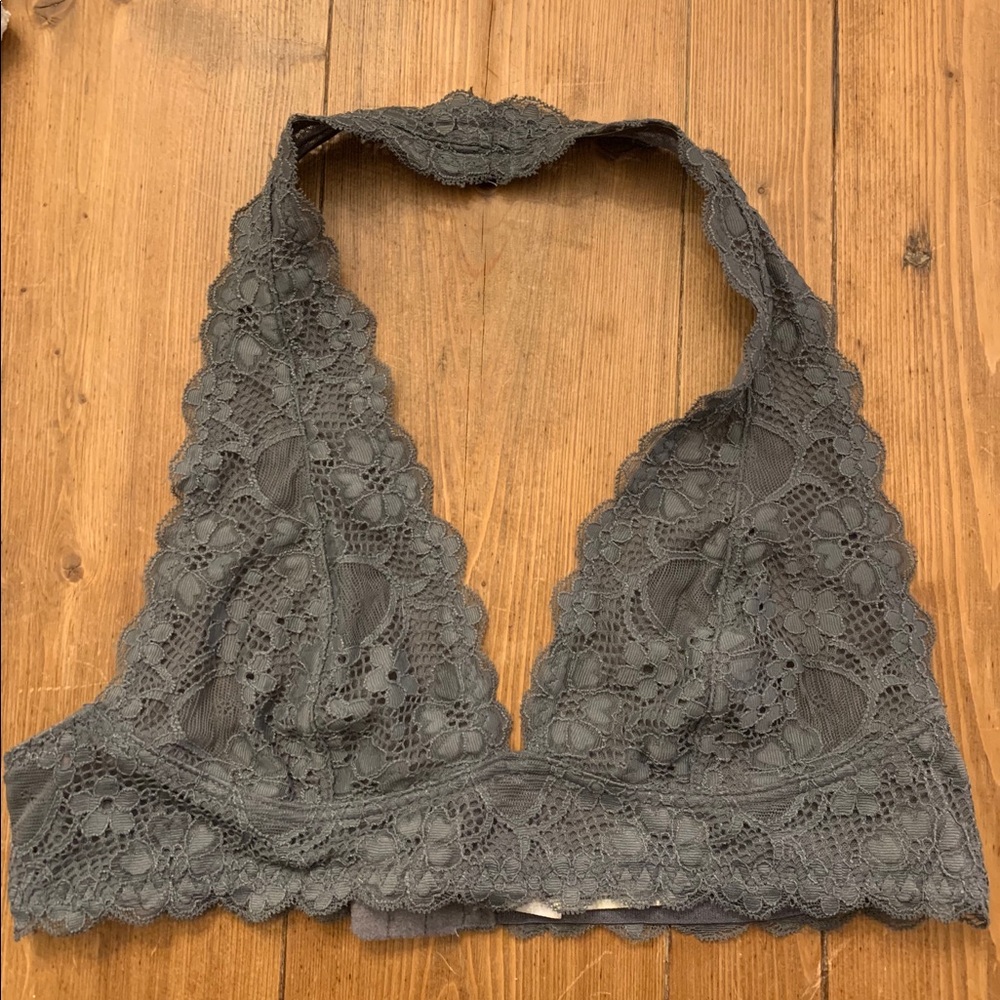 Free People Grey halter lace Bralette